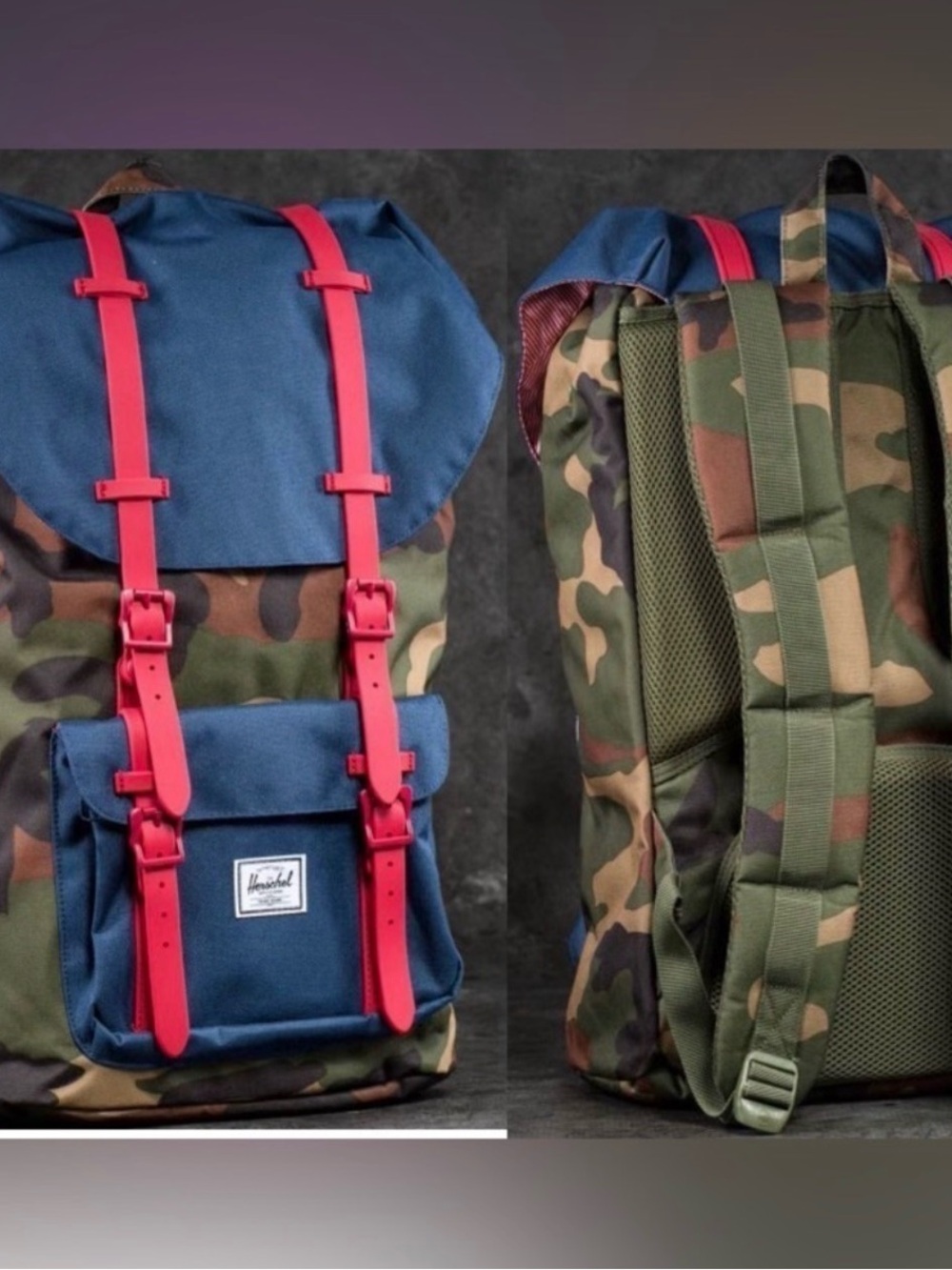 Copy-HERSCHEL SUPPLY CO. LITTLE AMERICA BACKPACK Woodland Camo/Navy/Red Rubber